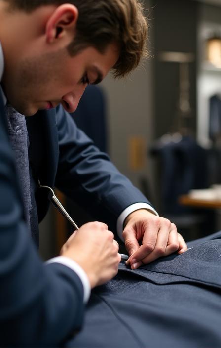 Sarto esperto che crea un abito bespoke su misura nell